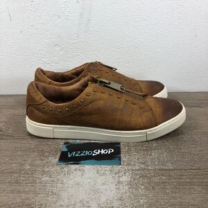 Frye & co. Leather Front Zip Victoria Moto Stud Brown Women's 8.5 M 3472339